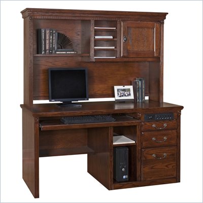 Kathy Ireland Home by Martin Furniture Huntington Oxford 56" Wood Computer Desk with Hutch in Burnish