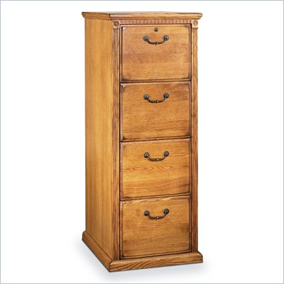 Kathy Ireland Home by Martin Furniture Huntington Oxford 4 Drawer Vertical Wood File Storage Cabinet in Distressed Wheat