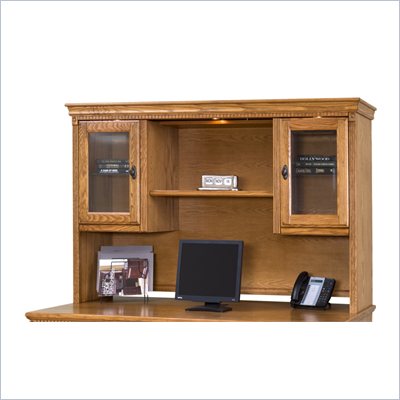 Kathy Ireland Home by Martin Furniture Huntington Oxford Storage Hutch with Pull-Out Task Light Bridge in Wheat