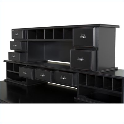 Kathy Ireland Home by Martin Furniture Tribeca Loft Credenza with Hutch in Black