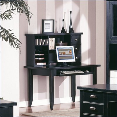 Kathy Ireland Home by Martin Furniture Tribeca Loft Writing Desk with Hutch in Black 