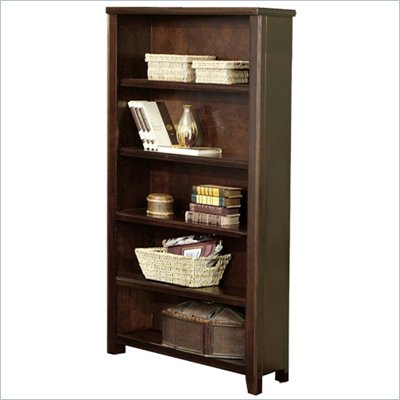 Kathy Ireland Home by Martin Furniture Tribeca Loft 5 Shelf Open Wood Bookcase in Cherry