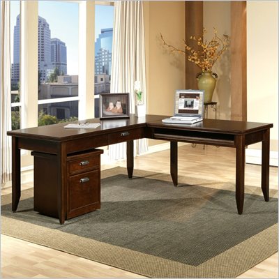 Kathy Ireland Home by Martin Furniture Tribeca Loft L-Shape Wood Writing Desk in Cherry 
