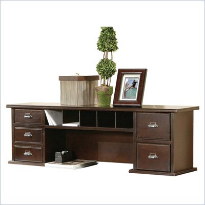 Kathy Ireland Home by Martin Furniture Tribeca Loft Cherry Short Reception Desk Hutch