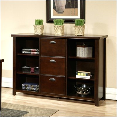Kathy Ireland Home by Martin Furniture Tribeca Loft 3 Drawer Wood File Bookcase in Cherry