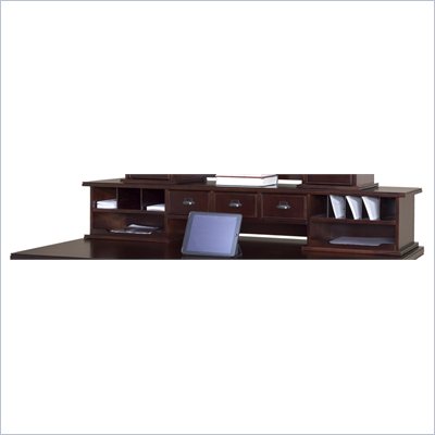 Kathy Ireland Home by Martin Furniture Tribeca Loft Cherry Long Reception Three Drawer Desk Hutch