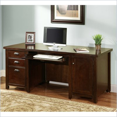 Kathy Ireland Home by Martin Furniture Tribeca Loft Double Pedestal Wood Computer Desk in Cherry