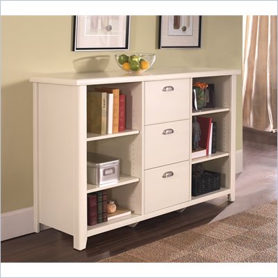 Kathy Ireland Home by Martin Furniture Tribeca Loft Office 3 Drawer Lateral Wood File Cabinet in Distressed White 