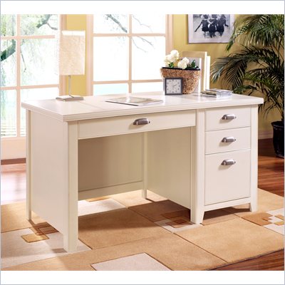 Kathy Ireland Home by Martin Furniture Tribeca Loft Single Pedestal Wood Writing Desk in White
