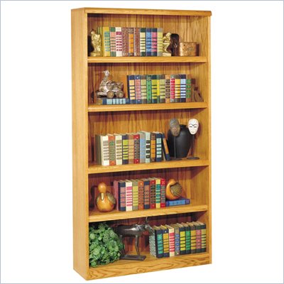 Kathy Ireland Home by Martin Furniture Wood 5 Shelf Waterfall Open Bookcase in Oak