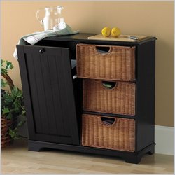 Southern Enterprises Black Rattan Basket Sideboard