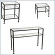 Southern Enterprises Black Coffee and End Table Set with Glass Tops