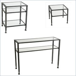 Southern Enterprises Black Coffee and End Table Set with Glass Tops Best Price