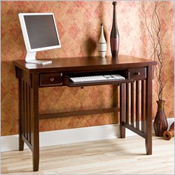 Southern Enterprises Wood Writing Desk with Pullout Drawers in Espresso