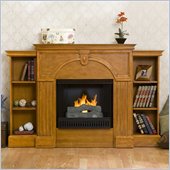Southern Enterprises Marcus Plantation Oak Fireplace with Bookcases