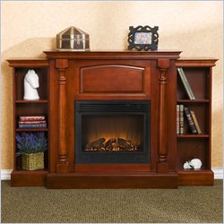 Southern Enterprises Sutter Classic Mahogany Fireplace with Bookcases