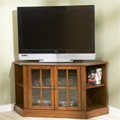 Southern Enterprises Thomas Wood Corner TV Stand in Walnut 