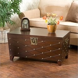 Southern Enterprises Espresso Nailhead Cocktail Table Trunk Best Price