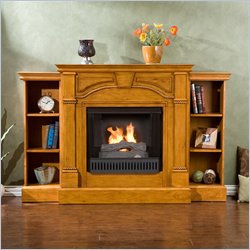 Southern Enterprises Sussex Braid Oak Fireplace w/Bookcases