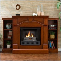 Southern Enterprises Sussex Braid Classic Mahogany Fireplace w/Bookcases