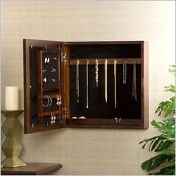 Southern Enterprises Espresso Square Wall Mount Jewelry Armoire