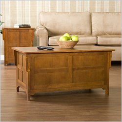 Southern Enterprises Mission Trunk  Rectangular Wood Top Cocktail Table in Oak Best Price