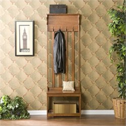 Southern Enterprises Mission Oak Hall Tree Entry Bench