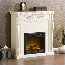 Southern Enterprises Raphael Electric Fireplace in Ivory Finish
