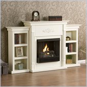 Southern Enterprises Tennyson Ivory Gel Fuel Fireplace with Bookcases