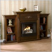 Southern Enterprises Tennyson Espresso Gel Fuel Fireplace with Bookcases