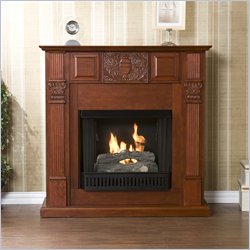Southern Enterprises LaSalle Carved Mahogany Gel Fuel Fireplace