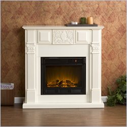 Southern Enterprises LaSalle Carved Ivory Electric Fireplace