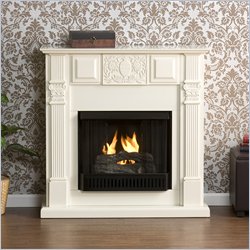 Southern Enterprises LaSalle Carved Ivory Gel Fuel Fireplace