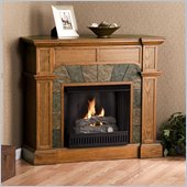Southern Enterprises Cartwright Mission Oak Convertible Slate Gel Fuel Fireplace