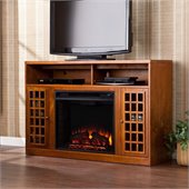 Southern Enterprises Narita Glazed Pine Media Console with Electric Fireplace