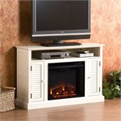 Southern Enterprises Antebellum Antique White Media Console with Electric Fireplace