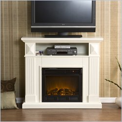 Southern Enterprises Graham Ivory Media Console with Electric Fireplace