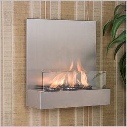 Southern Enterprises Satin Stainless and Glass Wall Mount Fireplace