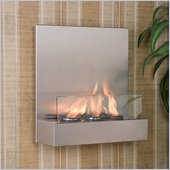 Southern Enterprises Satin Stainless and Glass Wall Mount Fireplace