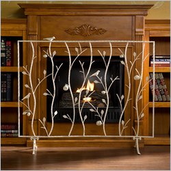 Southern Enterprises Bird and Branch Antique White Fireplace Screen
