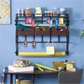 Southern Enterprises Wall Mount Craft Storage Rack W/ Baskets Black