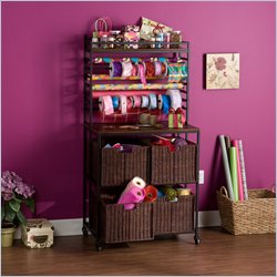 Southern Enterprises Craft Storage Rack w/ Baskets Black