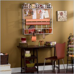 Southern Enterprises Wall Mount Craft Storage Rack with Corkboard Silver