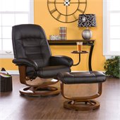 Southern Enterprises Leather Recliner And Ottoman In Black