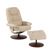 Southern Enterprises Leather Recliner And Ottoman In Taupe