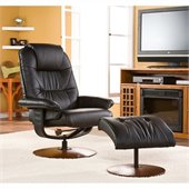 Southern Enterprises 43 Black Leather Recliner and Ottoman Set