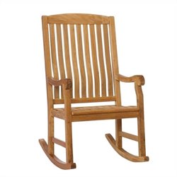 Southern Enterprises Teak Porch Rocker in Natural Oil Finish