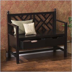 Southern Enterprises Ainsworth Black 2-Drawer Bench Best Price