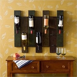 Southern Enterprises Navarra Wall Mount Wine Rack in Earth Tone Finish