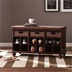 Southern Enterprises Chelmsford Shoe/Storage Bench in Espresso